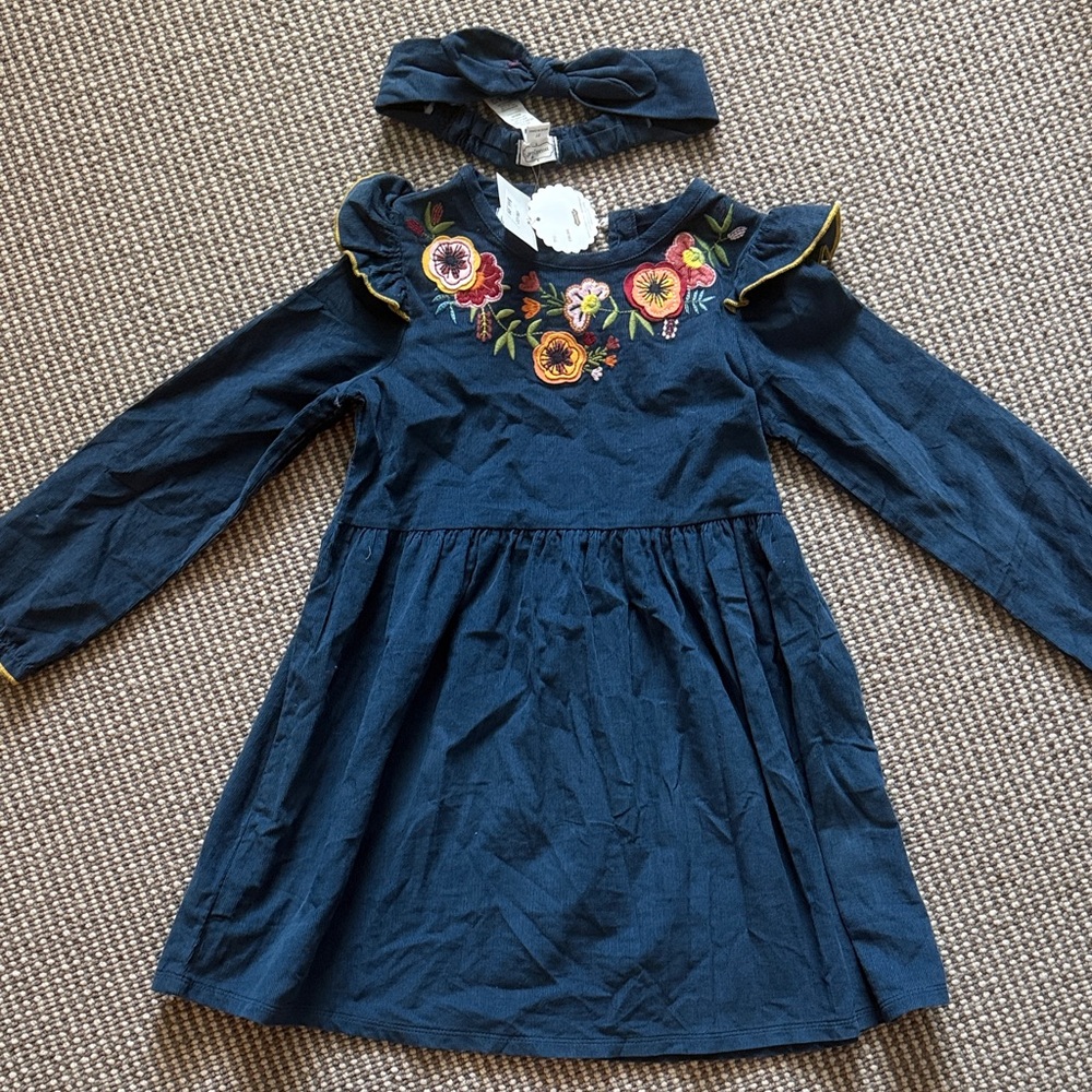 Mud Pie Navy Floral Kids Dress with Headband